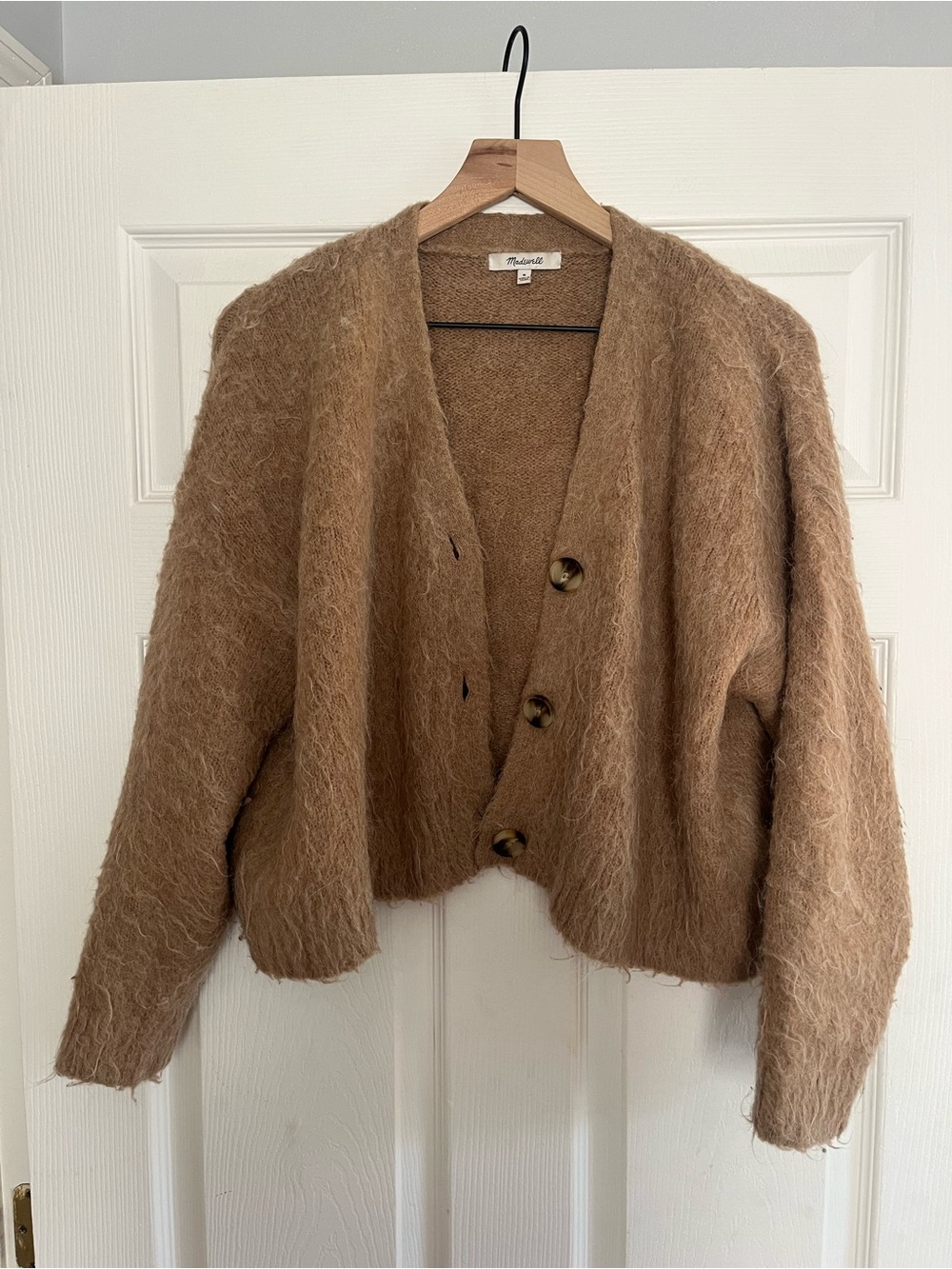 Madewell Brown Fuzzy Button-Front Teddy Jacket